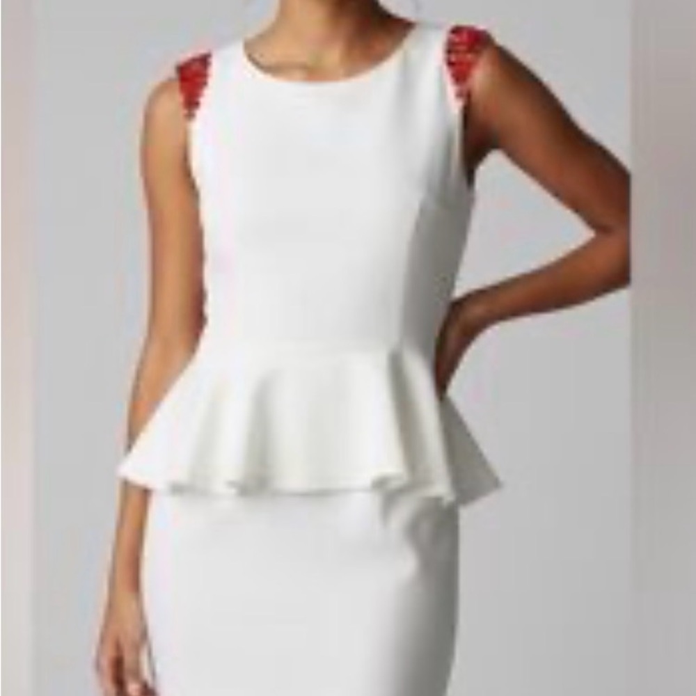 XOXO White Peplum Dress with Red Jewels size 9/10